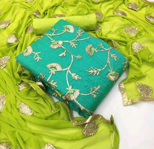 Gota Patti Special Designer Casual Wear Modal Chanderi Silk Lining Santoon Silk Nazneen Silk Dupatta Dress Material Collection
