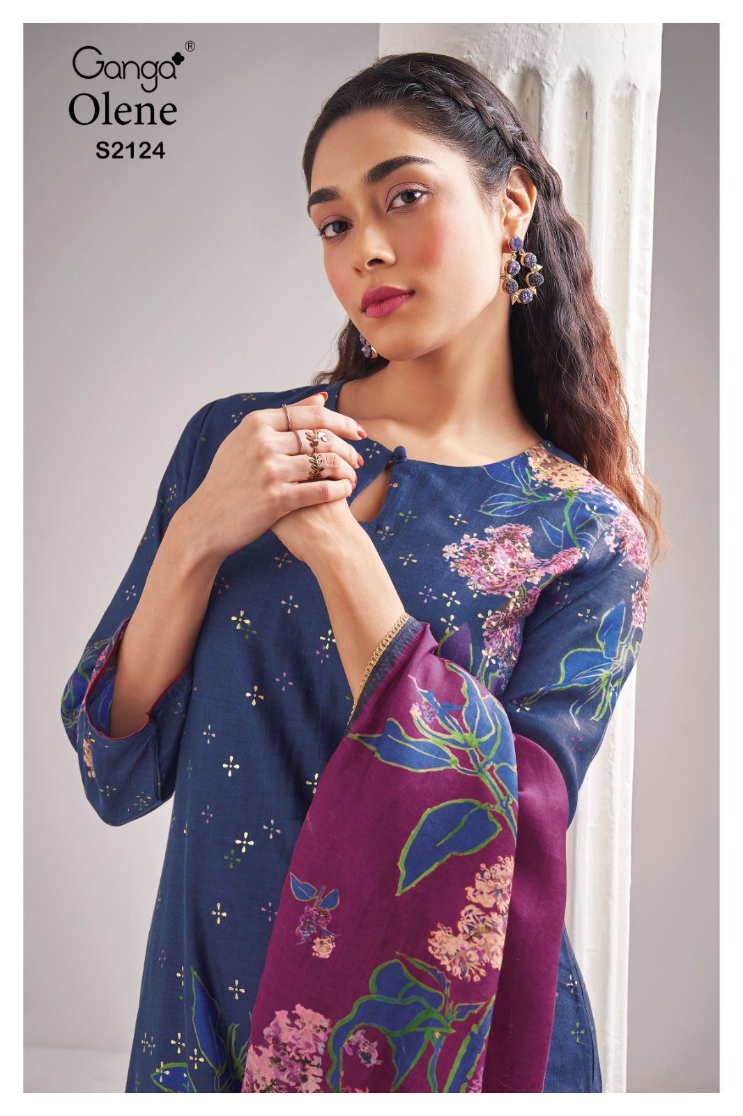 Olene 2124 By Ganga Bemberg Silk Dress Material Catalog