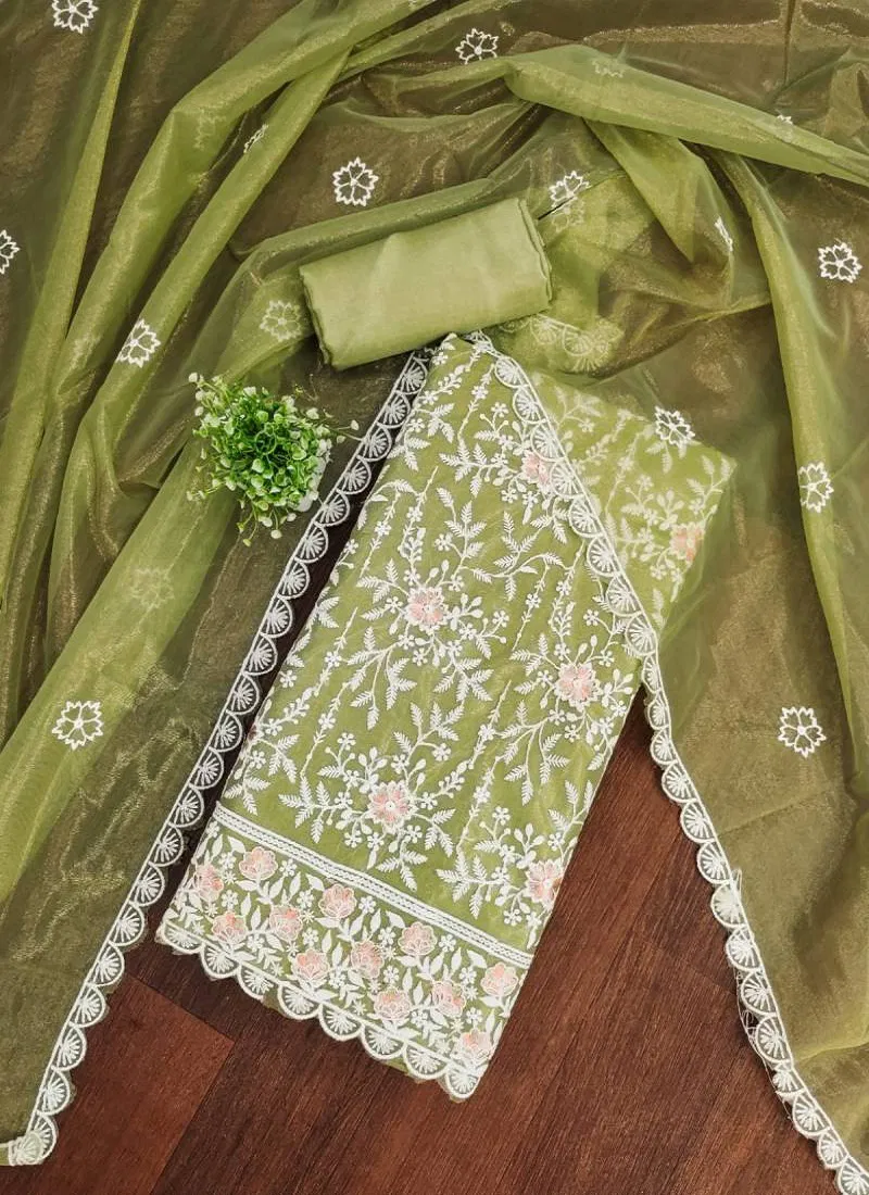 Color Set 9080 Twill Silk Embroidered Dress Material Suppliers In India