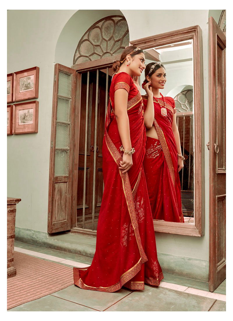 ANTRA LAHAR  VOL -1 Latest fancy Designer Heavy Festive Wear Chiffon Printed With Readymade Lace Saree Collection 