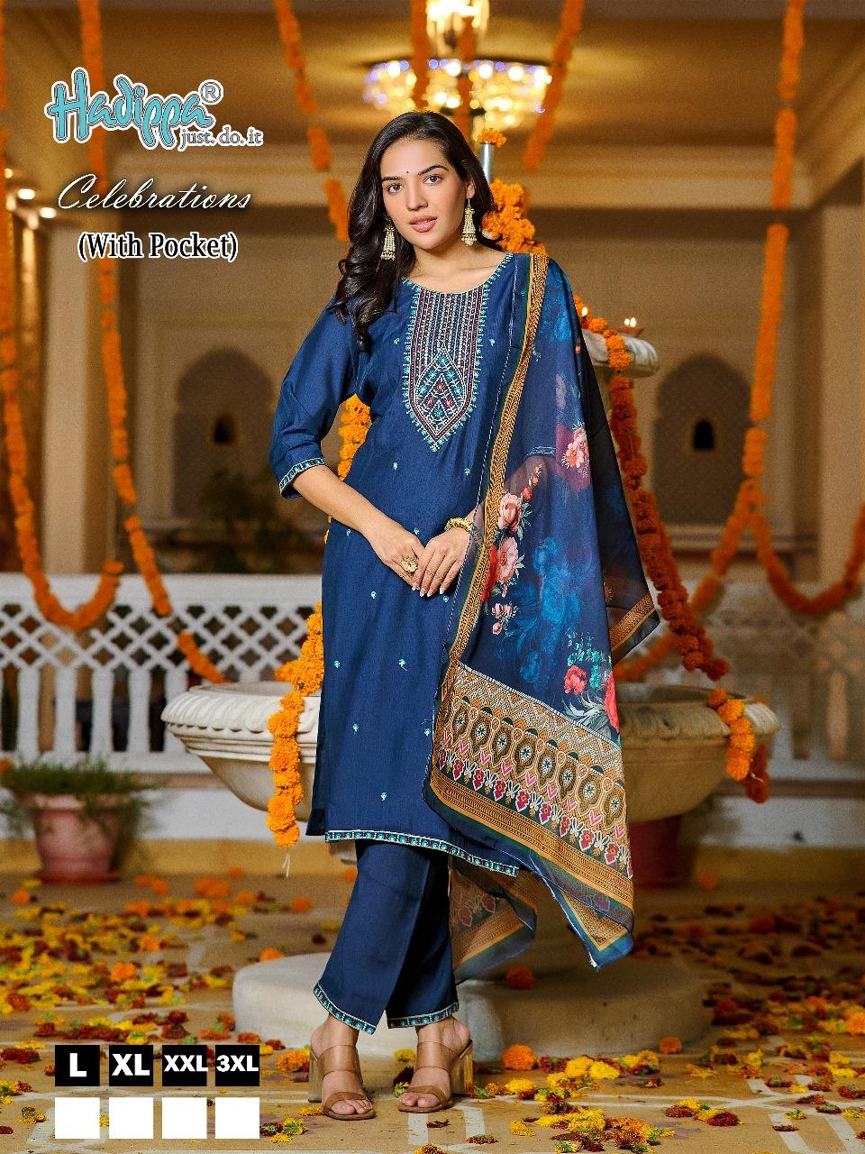 Celebrations Vol 1 By Hadippa Straight Cut Kurti With Bottom Dupatta Orders In India