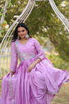 Sn 2455 Designer Chinon Embroidery Surat Gown With Dupatta Wholesale Market