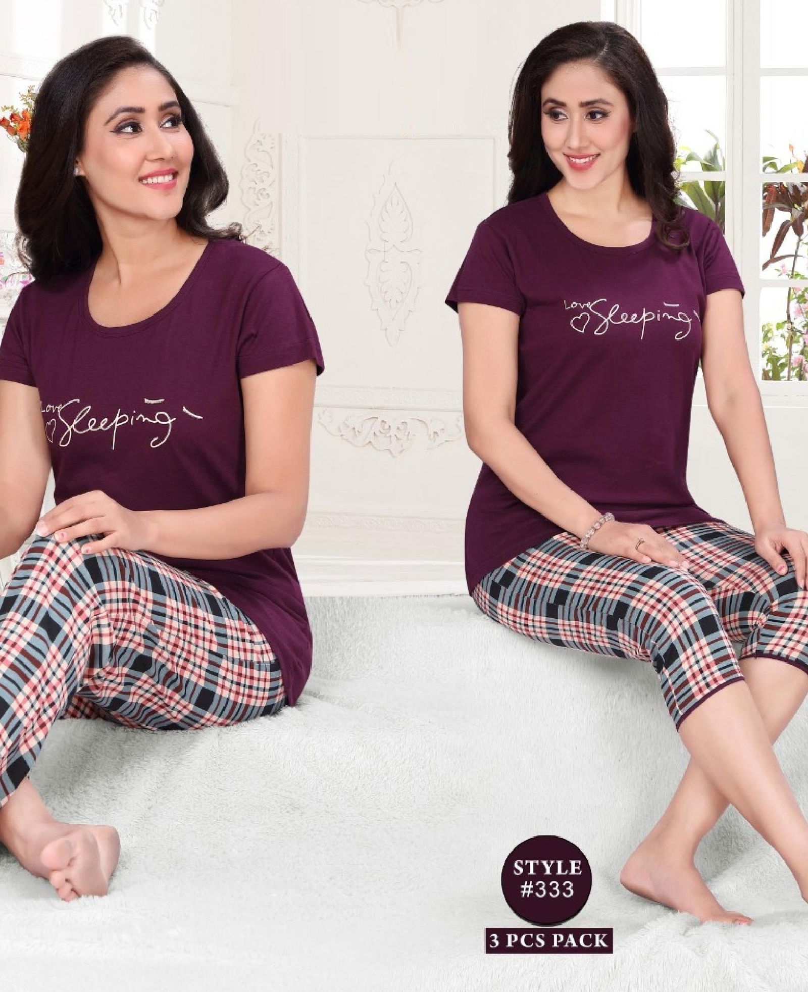 Orange 333 Hosiery Cotton Latest Exclusive Comfortable Hosiery With Super Fine Stitching Night Suits Collection
