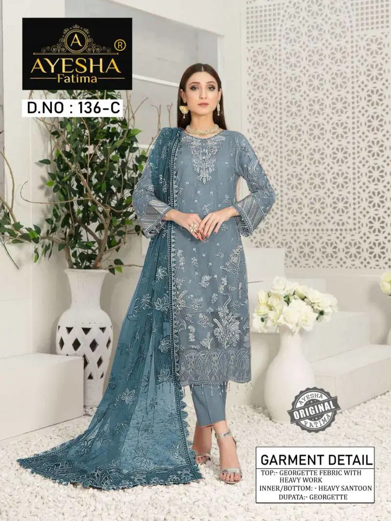 Ayesha Fatima 136 Georgette Pakistani Salwar Suits Suppliers In India