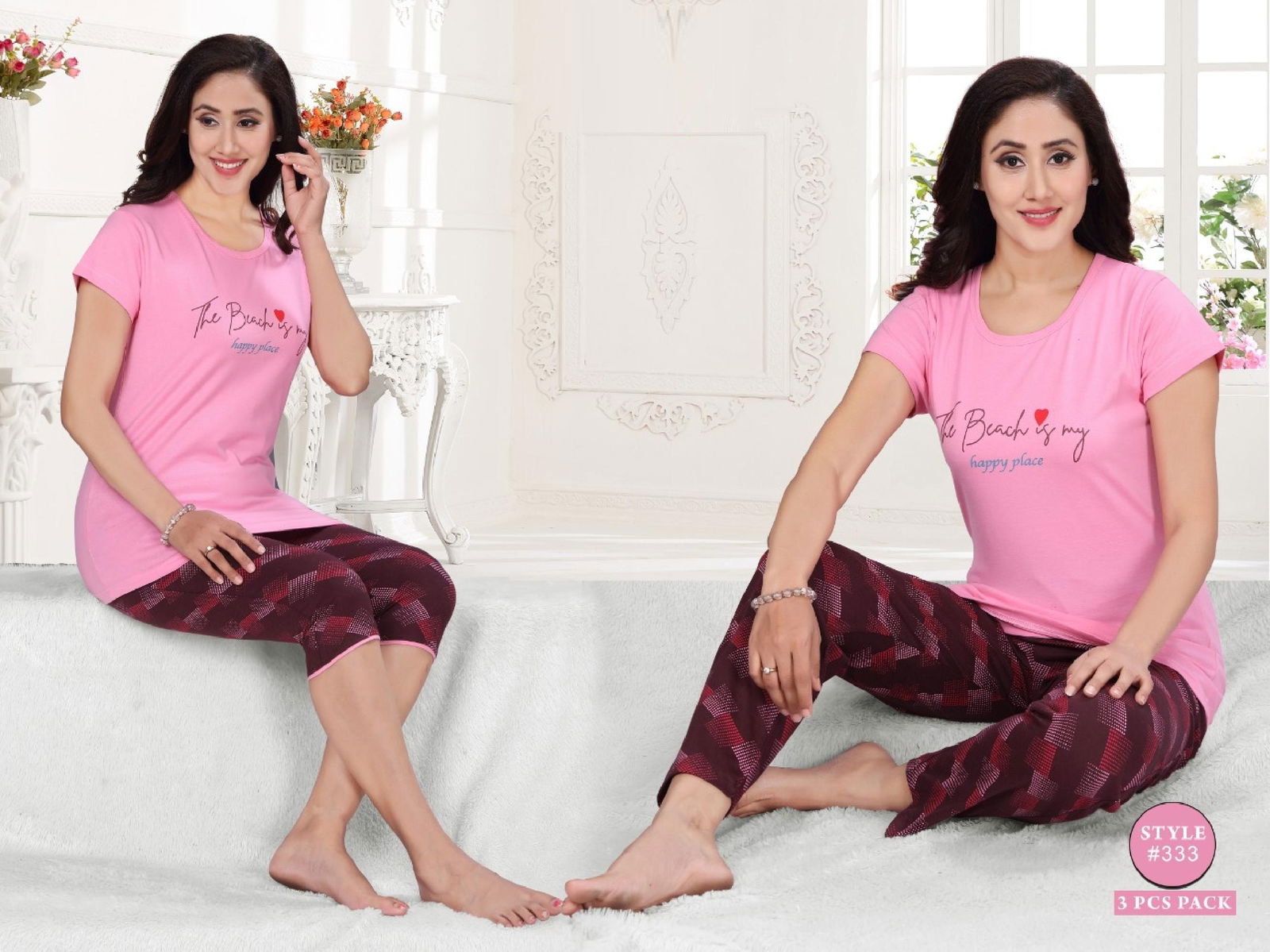 Orange 333 Hosiery Cotton Latest Exclusive Comfortable Hosiery With Super Fine Stitching Night Suits Collection
