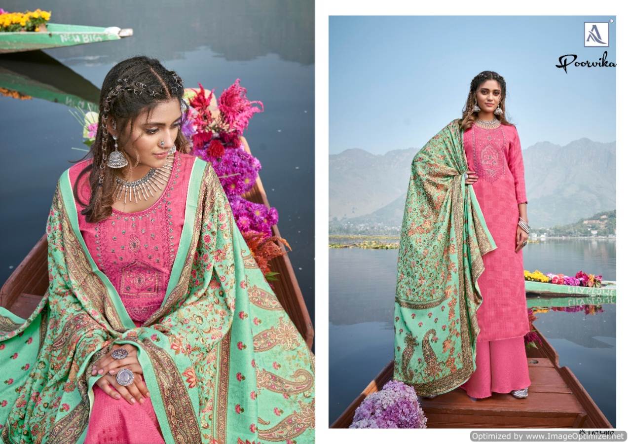 Alok Poorvika Latest Collection Of Designer Digital Printed Pure Pashimina Dress Material 