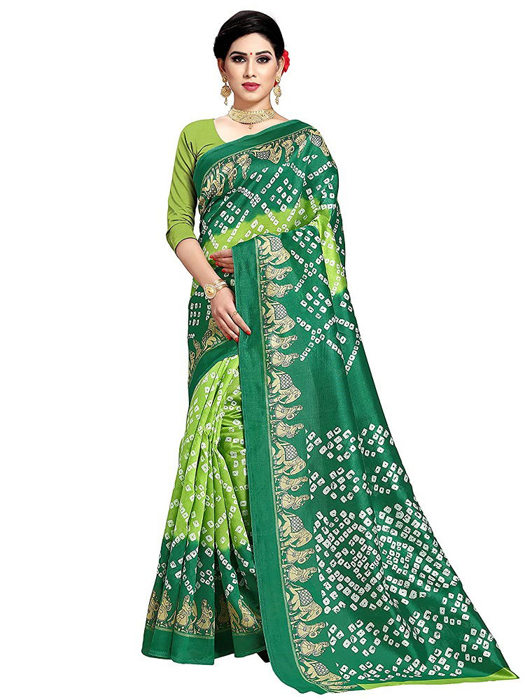 PF 316 Designer Casual Wear Art Silk Bandhani Print Saree Collection
