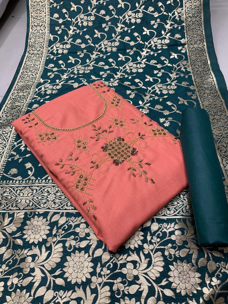 Designer Handowork Suits 6002 Latest Fancy Designer Heavy Casual Wear Slab Cotton Dress Material Collection
