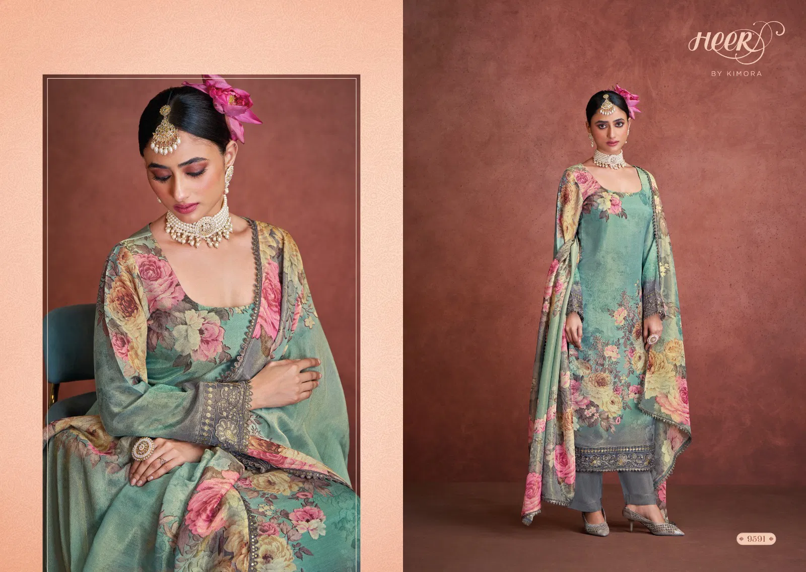 Rabia By Kimora Heer Muslin Banarasi jari Salwar Suits Wholesalers In Delhi
