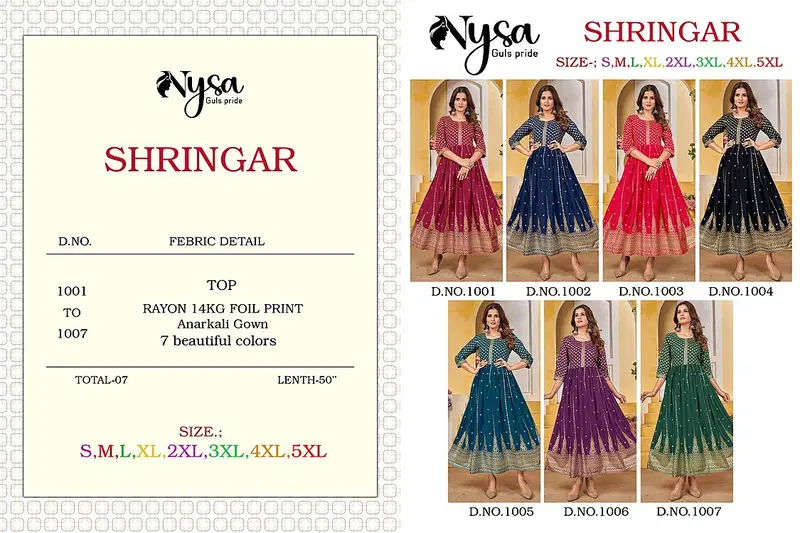 Shringar By Nysa Foil Print Long Anarkali Kurtis Catalog