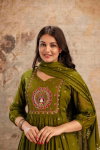 Naisha K 132 Cotton Embroidered Kurti Bottom With Dupatta Wholesalers In Delhi