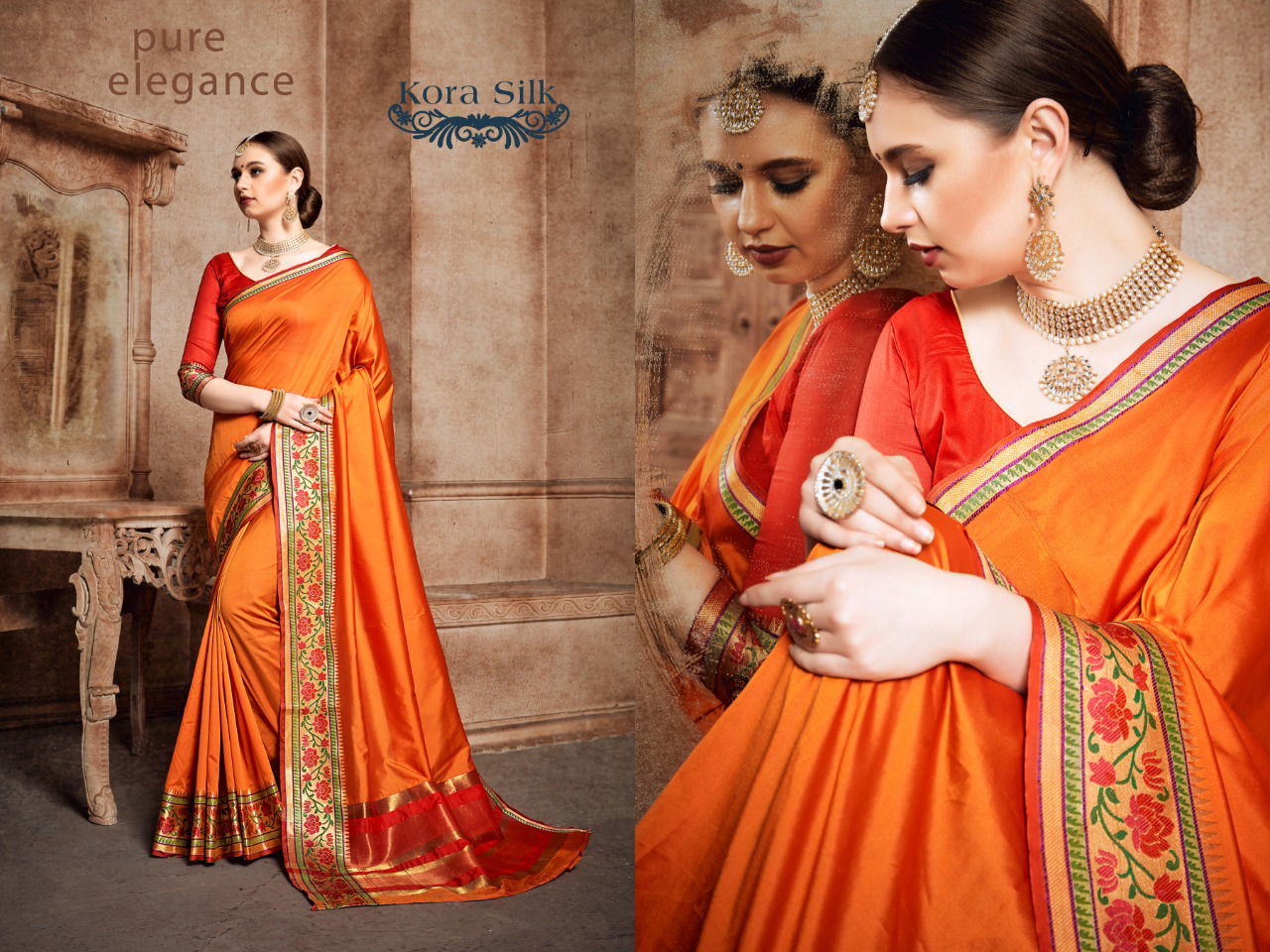 Kora Silk Latest Designer Party Wear Festive Wear Silk Saree Collection 