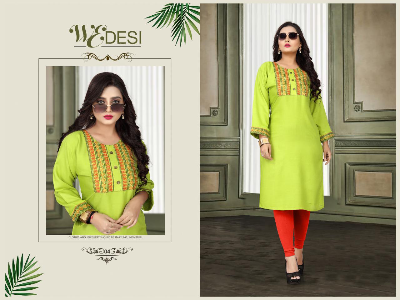 Aagya Wedesi Fancy Designer Ethnic Wear Rayon Embroidered Straight Kurtis Collection
