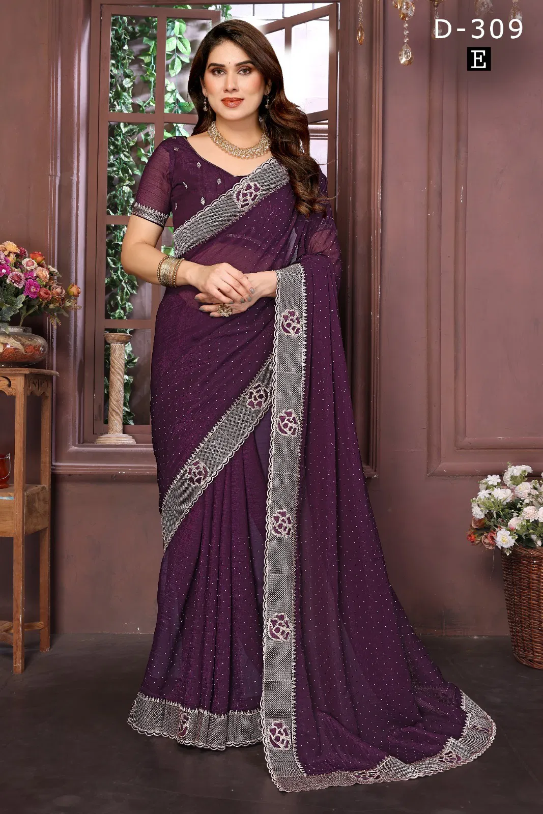 Df 309 A TO E Fendi Crunchy Designer Party Wear Saree Exporters In India