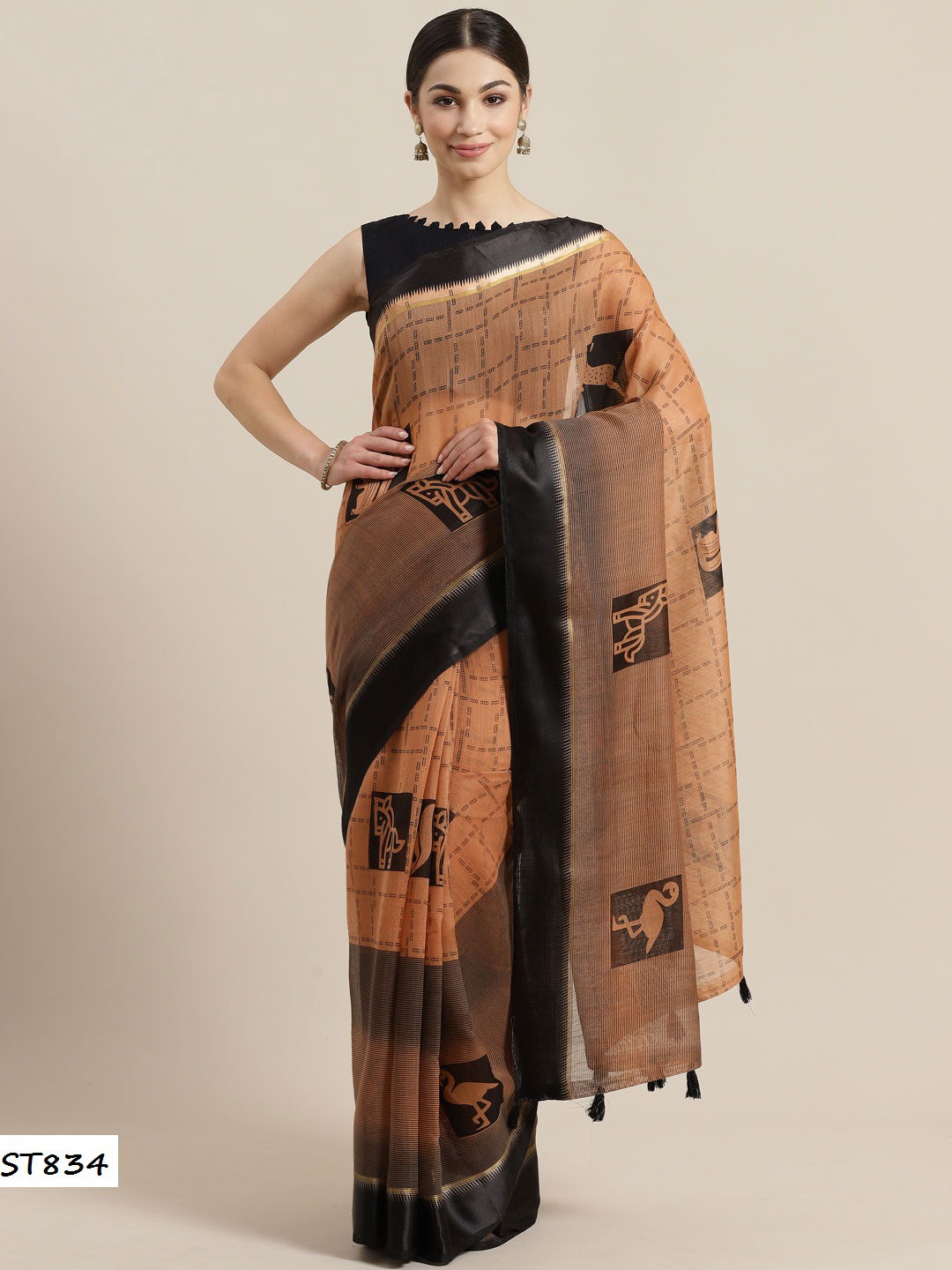 Daily Wear Stylish Collection Of Designer Linen Cotton Saree With Banglori Silk Blouse 
