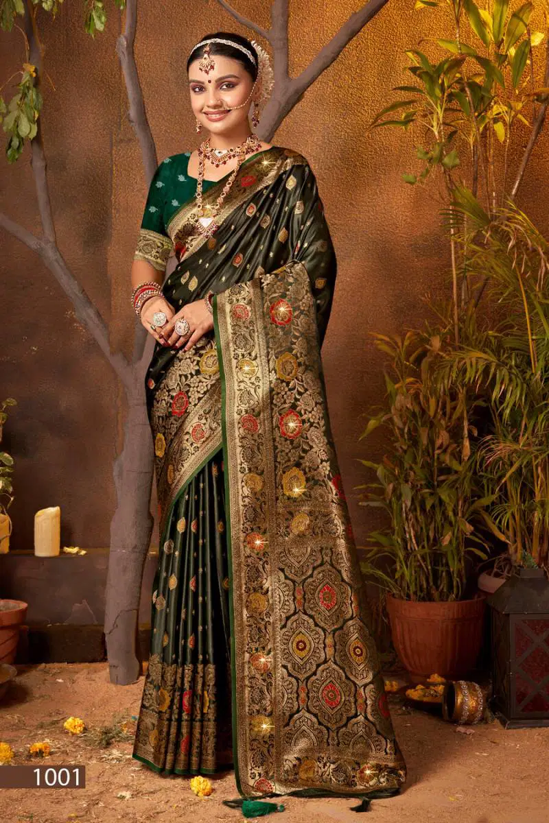 English Satin Saroski Vol 1 By Saroj Wedding Wear Silk Saree Suppliers In India