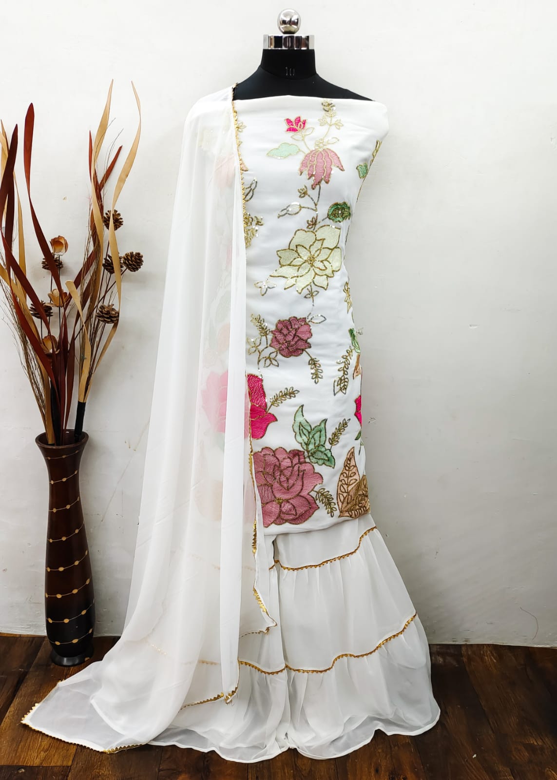 Sharara 2 New Stylish Festive Wear Georgette Heavy Dress Material Collection