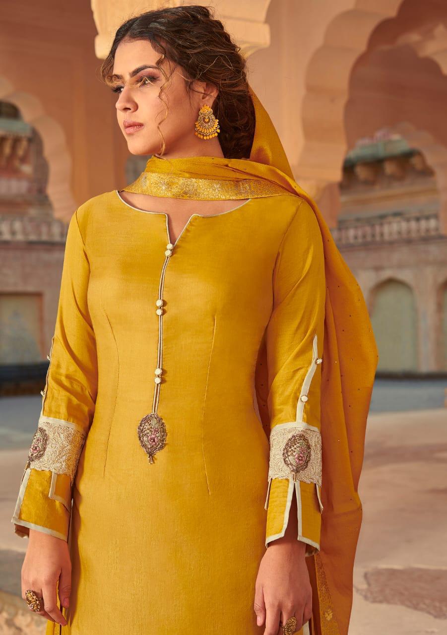 LILLY SAMPANN Latest Designer fancy Festive Wear Tusar Muslin With Thread Cording And Enhance With Stone Work Salwar Suit Collection