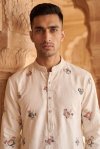 Cream Outluk Wedding Vol 55 Lachaka Silk Mens Kurta With Pajama 5501