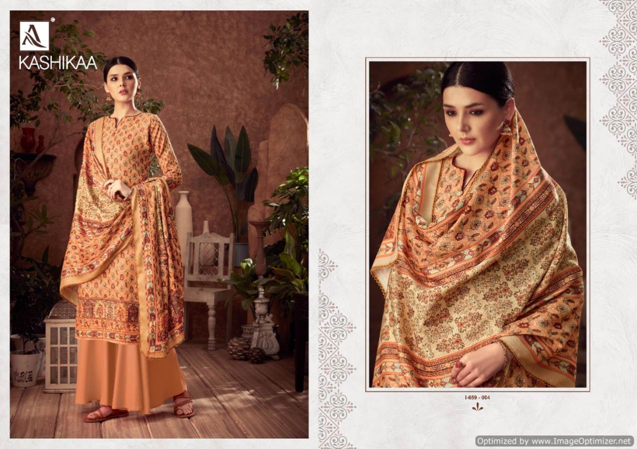 Alok Kashikaa Latest Designer Pure Wool Pashmina Digital Printed With Swarovski Diamond Work Salwar Suit Dress Material Collection
