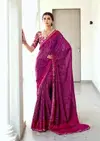 Navisha By Stavan Self Weaving With Embroidery Border Fancy Saree

