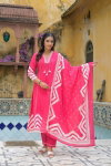 Naisha K 143 Cotton Fancy Neck Kurti Bottom With Dupatta Online Wholesale