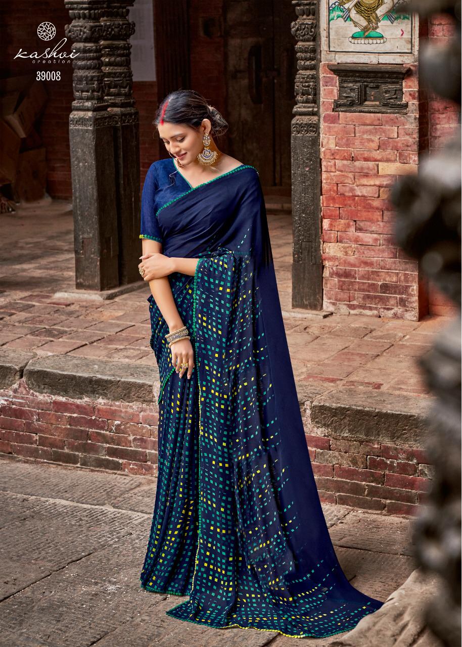 KASHVI DHWANI Latest fancy Designer Casual wear Printed  Georgette With Fancy Border Saree Collection