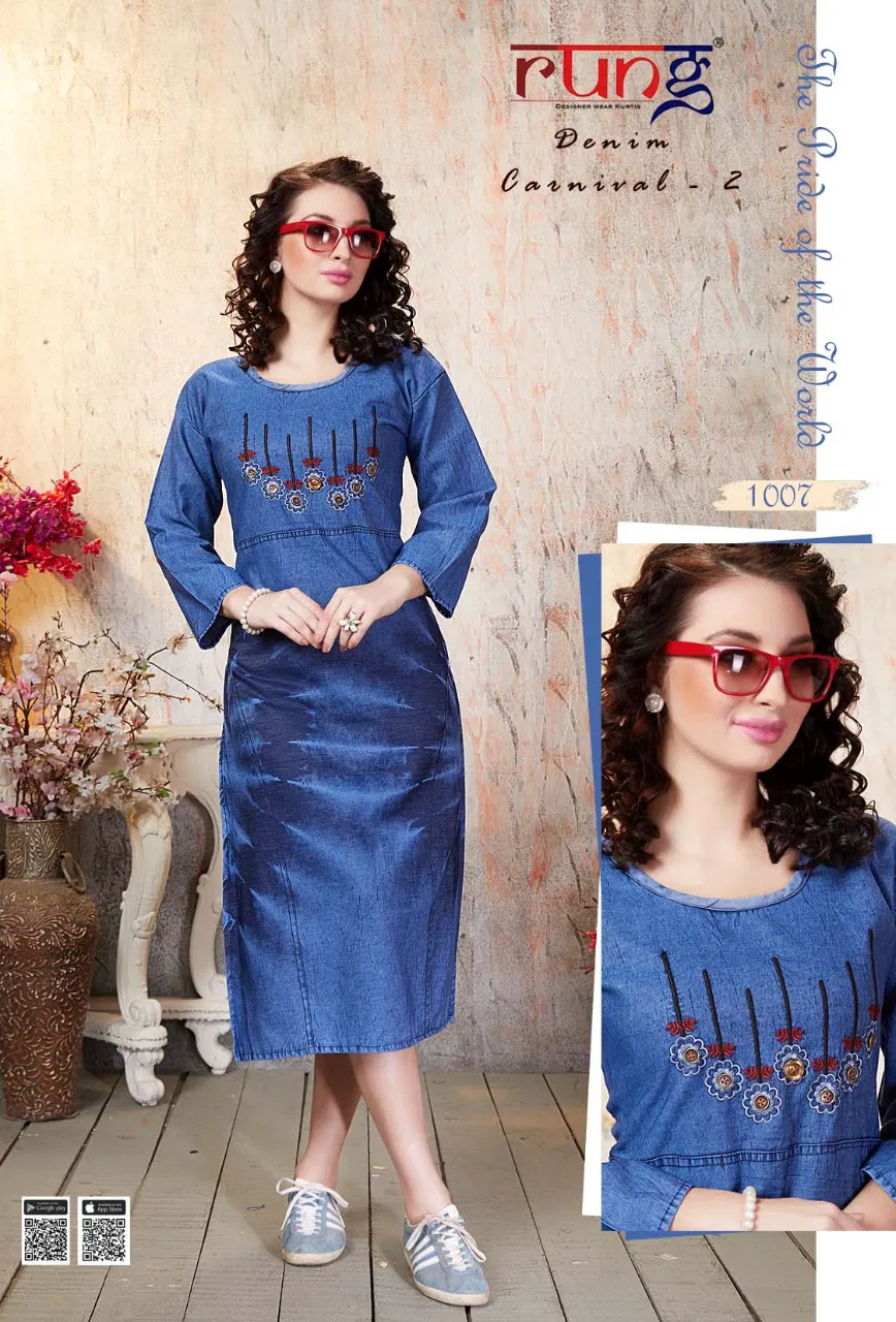 RUNG DENIM CARNIVAL VOL-2 Latest Designer Fancy Festive Wear Heavy Denim Kurtis Collection
