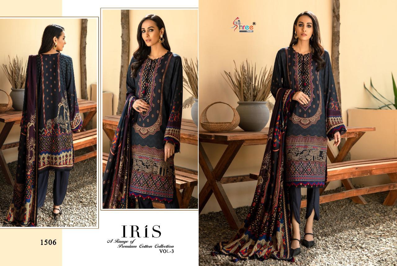 Shree Iris 3 Pure Jam Cotton print And embroidery Work  patch Top With Dupatta And Bottom Pakistani Salwar Suits Collection