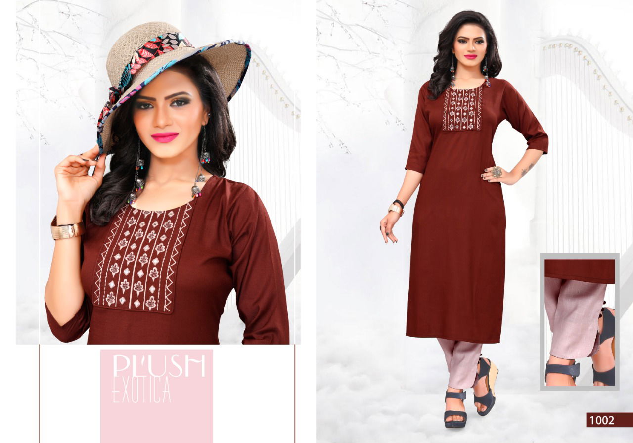 Heer Latest Ethnic Wear Heavy super Slub rayon mirror embroidery work  Kurti With potli detailing Bottom Collection