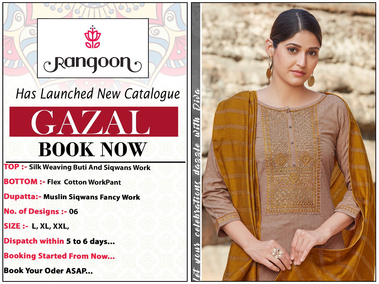 RANGOON GAZAL Latest fancy Festive Wear Silk Weaving Butti and Sequence Work Heavy Salwar Suit Collection