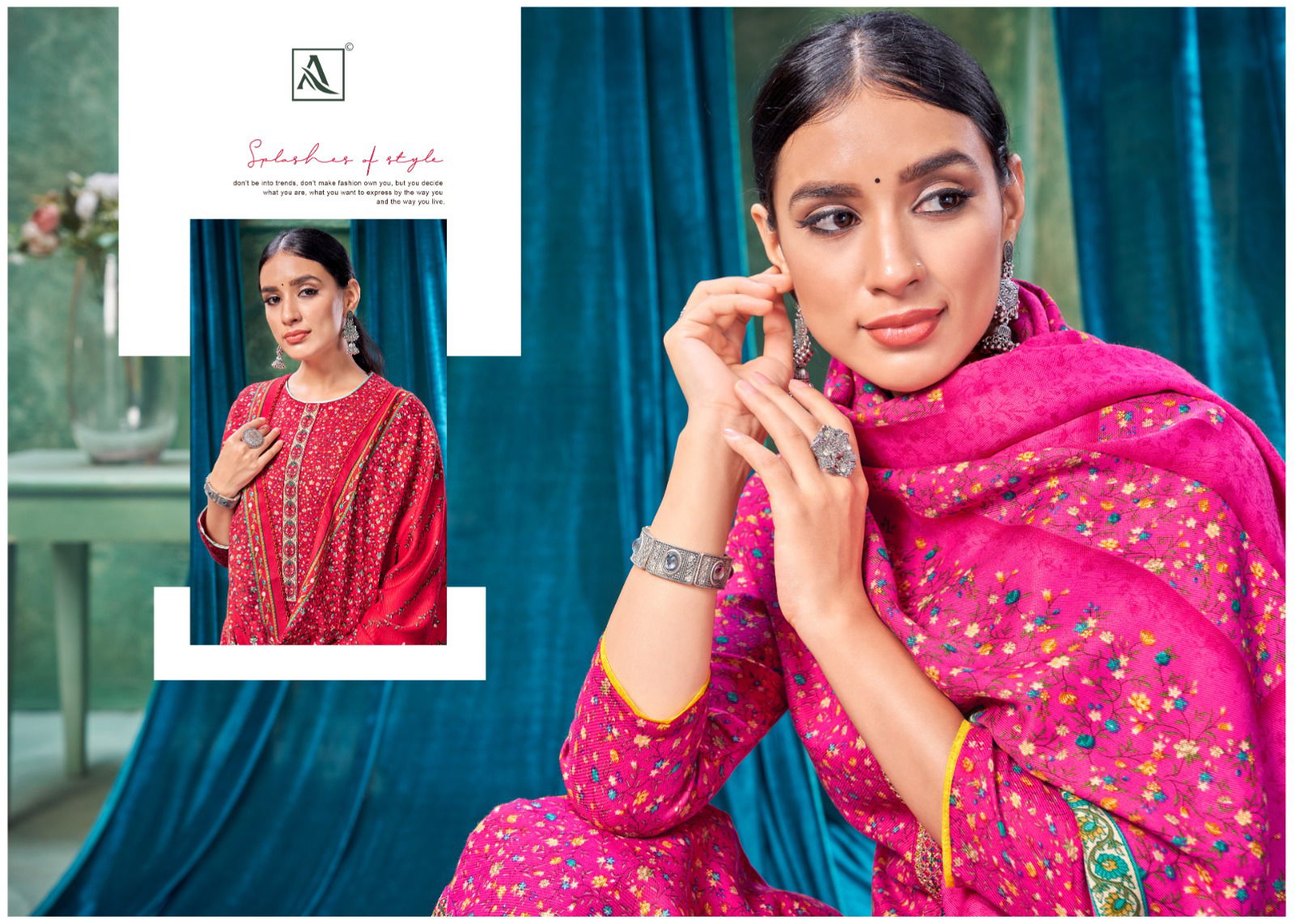 Winter Aafair By Alok Suit Pashmina Salwaar Kameez Dress Matereial Catalog