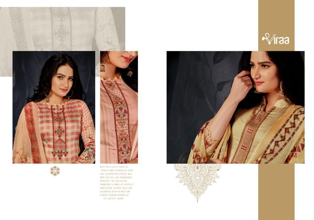 Viraa Pehlu Latest Heavy Designer Feastive Wear Jam Digital Printed Embroidery Work Top And Chiffon Dupatta Dress Material Collection
