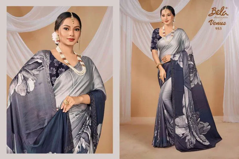 Venus By Bela Fashion Satin Print Saree Bulk Orders In India