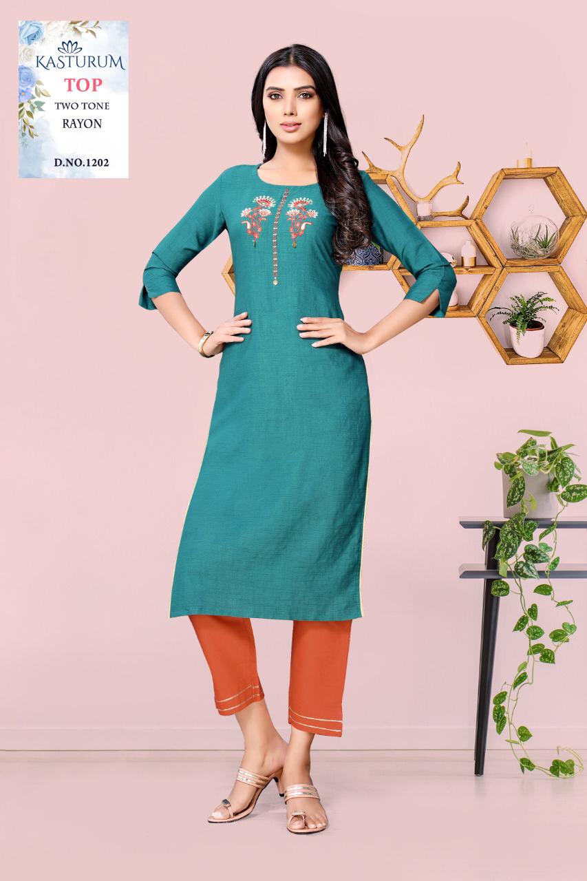 Sakhi 2 Rayon Latest Fancy Ethnic Wear Rayon Work Designer Kurtis Collection
