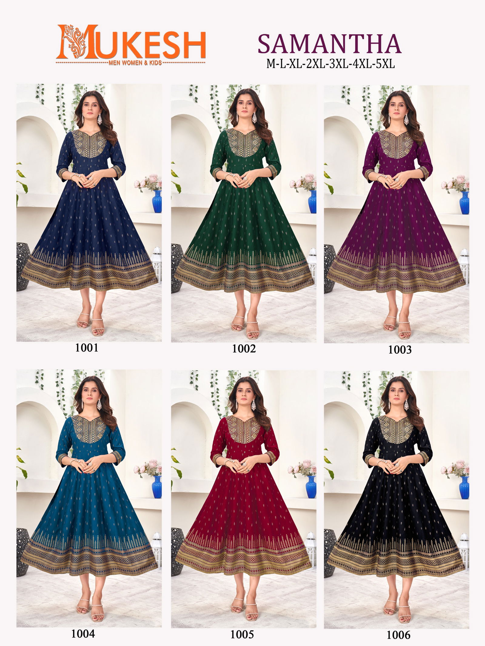 Samantha By Mukesh Rayon Embroidery Long Plus Size Kurtis Wholesalers In Delhi