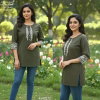 Naisha K 413 Cotton Flax Embroidery Work Casual Wear Top Wholesale In India