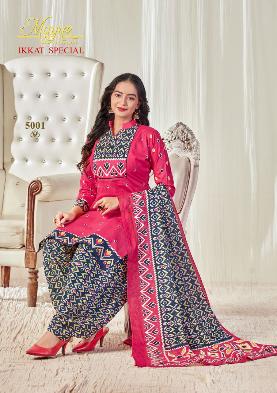 Mayur Ikkat Special 5 Latest Design Pure Cotton Printed Daily Wear Dress Material Collection 