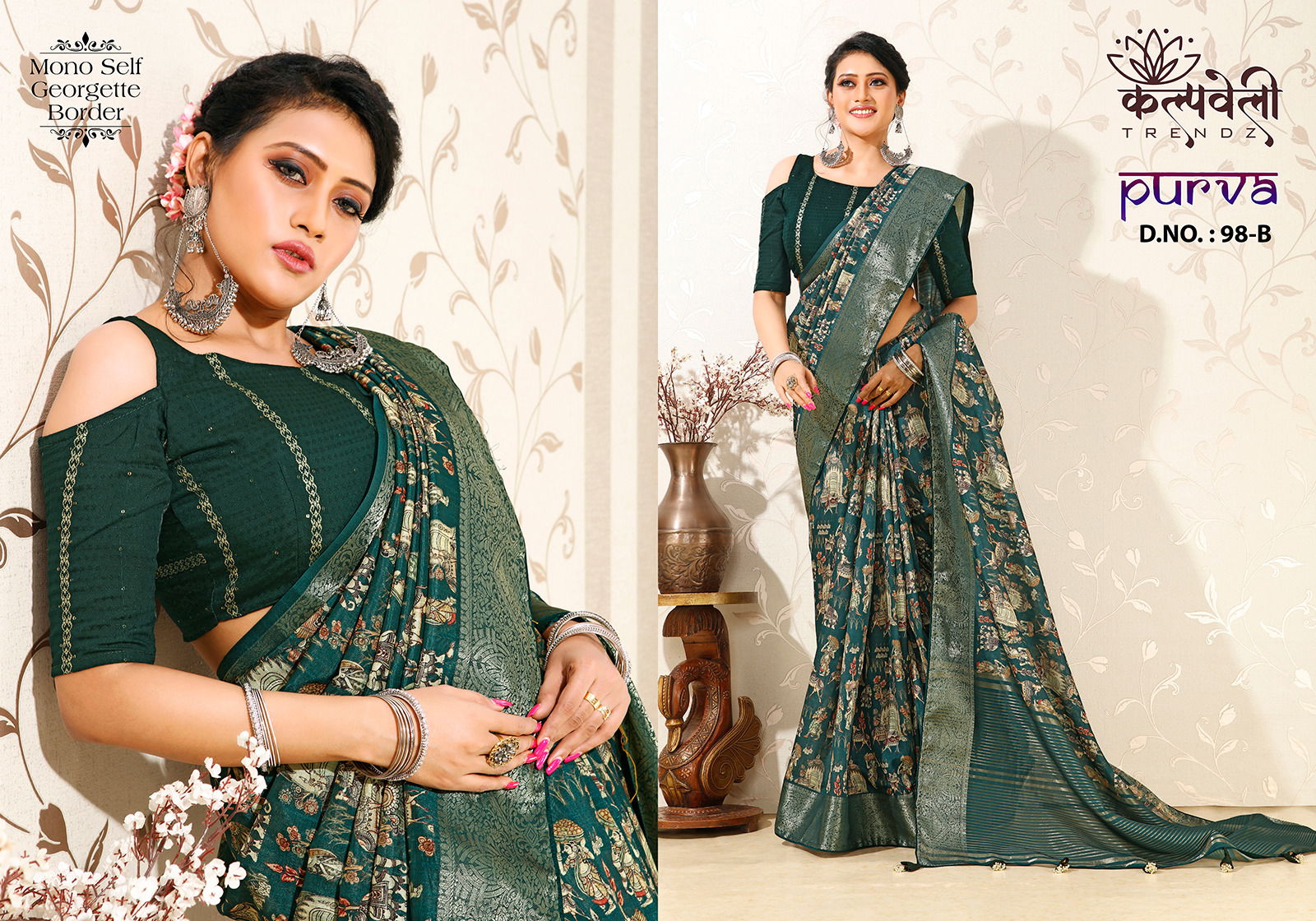 Purva By kalpveli Georgette Print Designer Saree Catalog