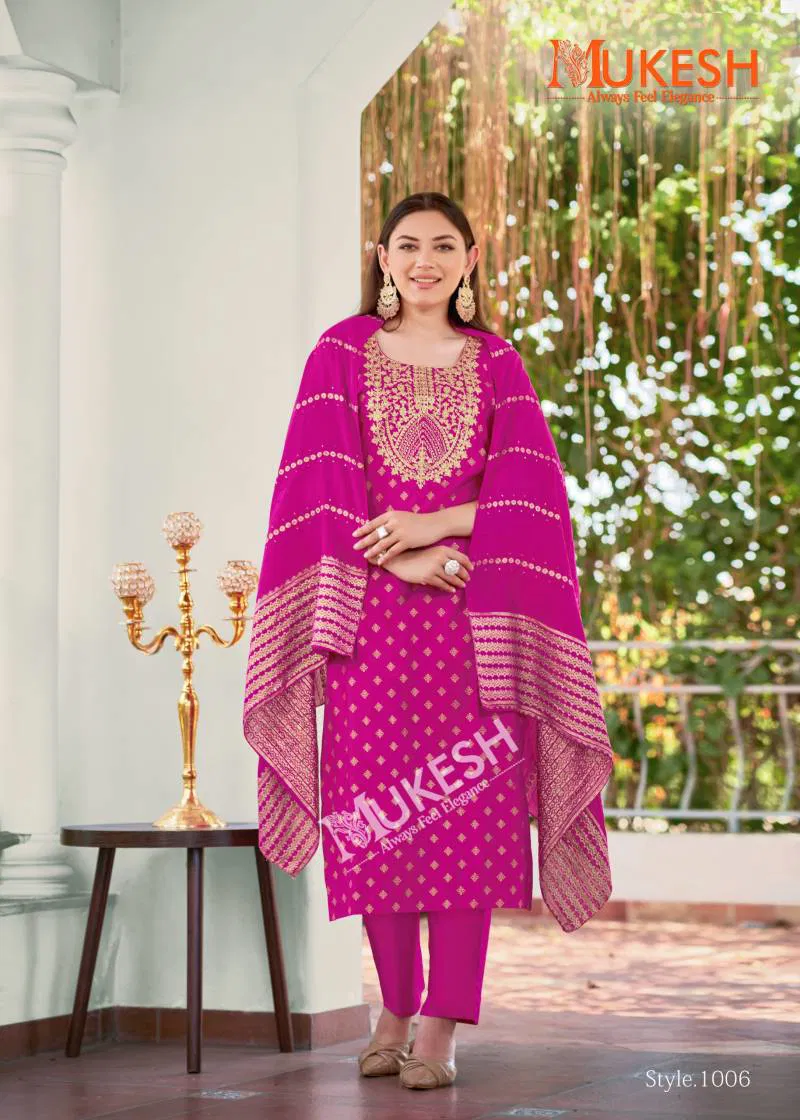 Muskaan By Mukesh Rayon Embroidered Top Bottom With Dupatta Exporters In India