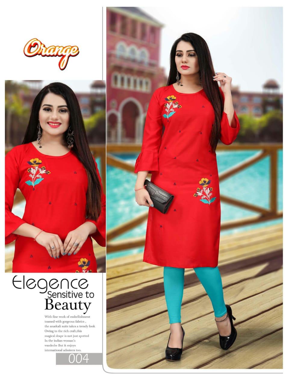 Trendy Aagya orange 2 Enthnic Regular Wear Latest Designer Kurti Collection