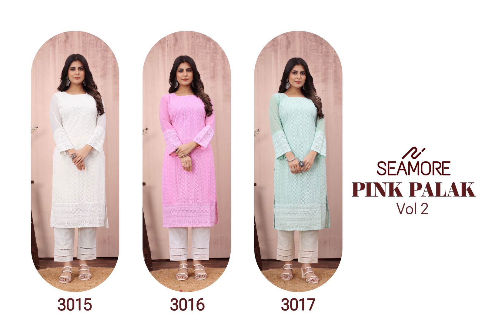 Pink Plak 2 By Seamore Lakhnavi Georgette Designer Bulk Kurti Orders In India