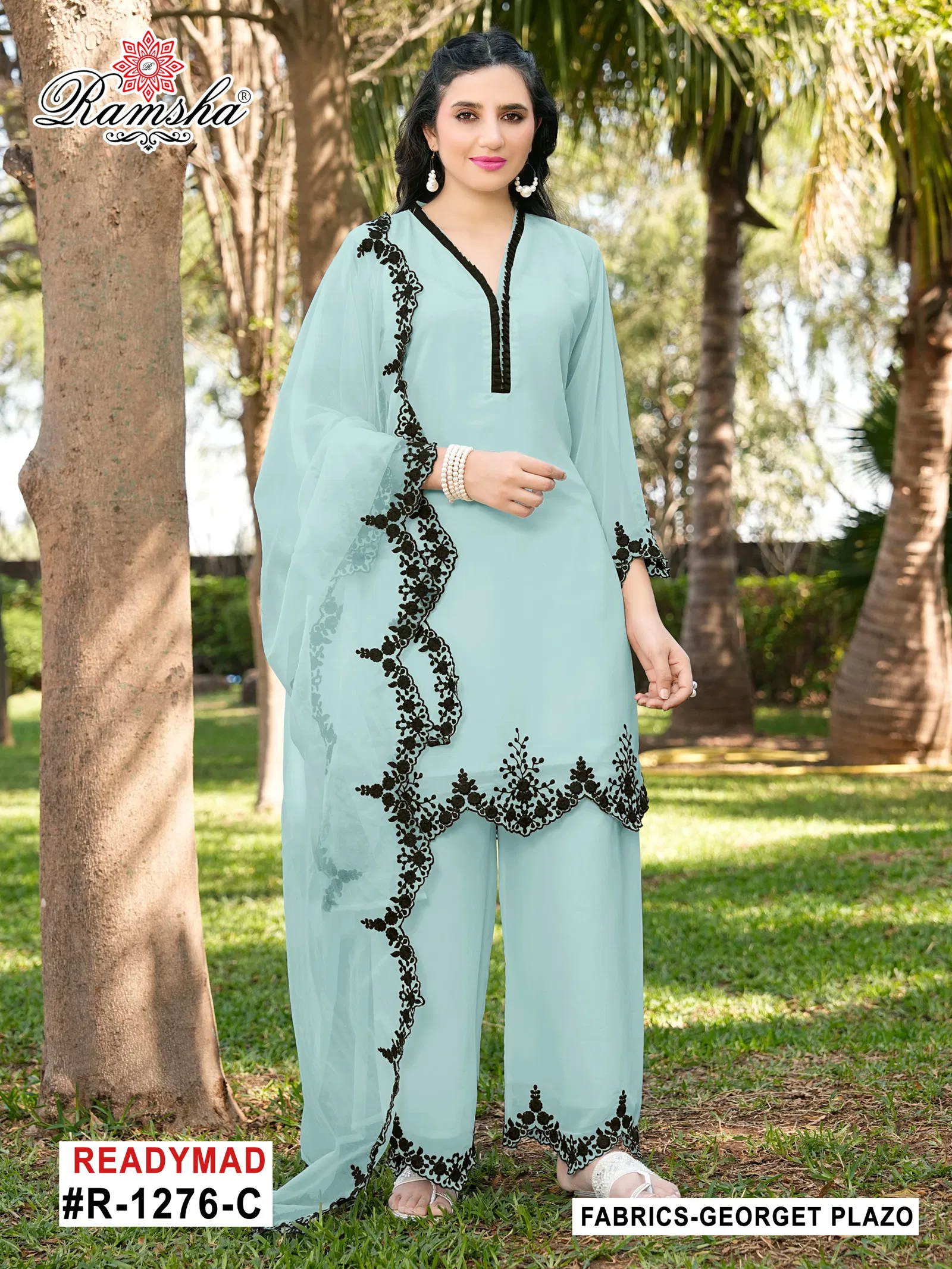 R 1276 By Ramsha Georgette Pakistani Readymade Suits Wholesalers In Delhi