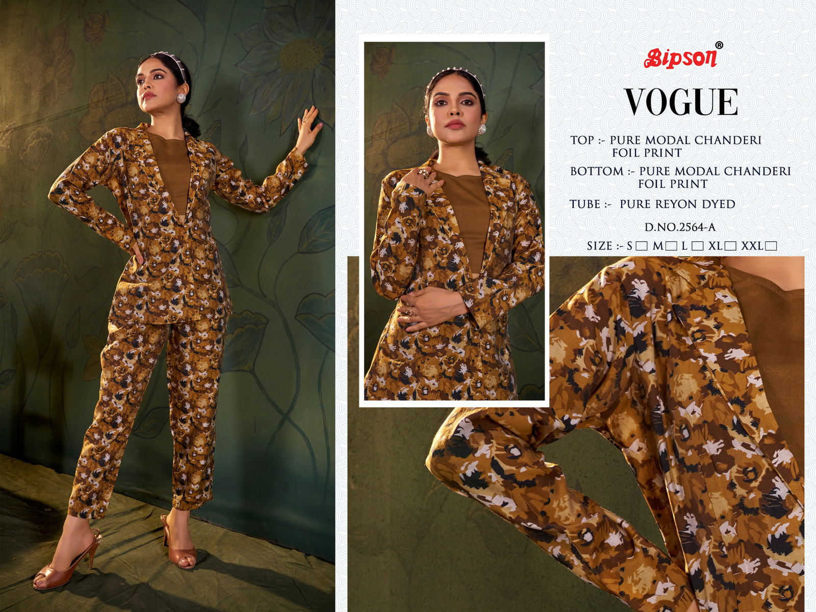 Vogue 2564 By Bipson Foil Print Cord Set Western Design Wholesale Clothing Suppliers In India
