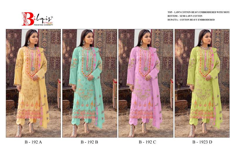 Bilqis B 192 Lawn Cotton Pakistani Salwar Kameez Wholesale Market In Surat