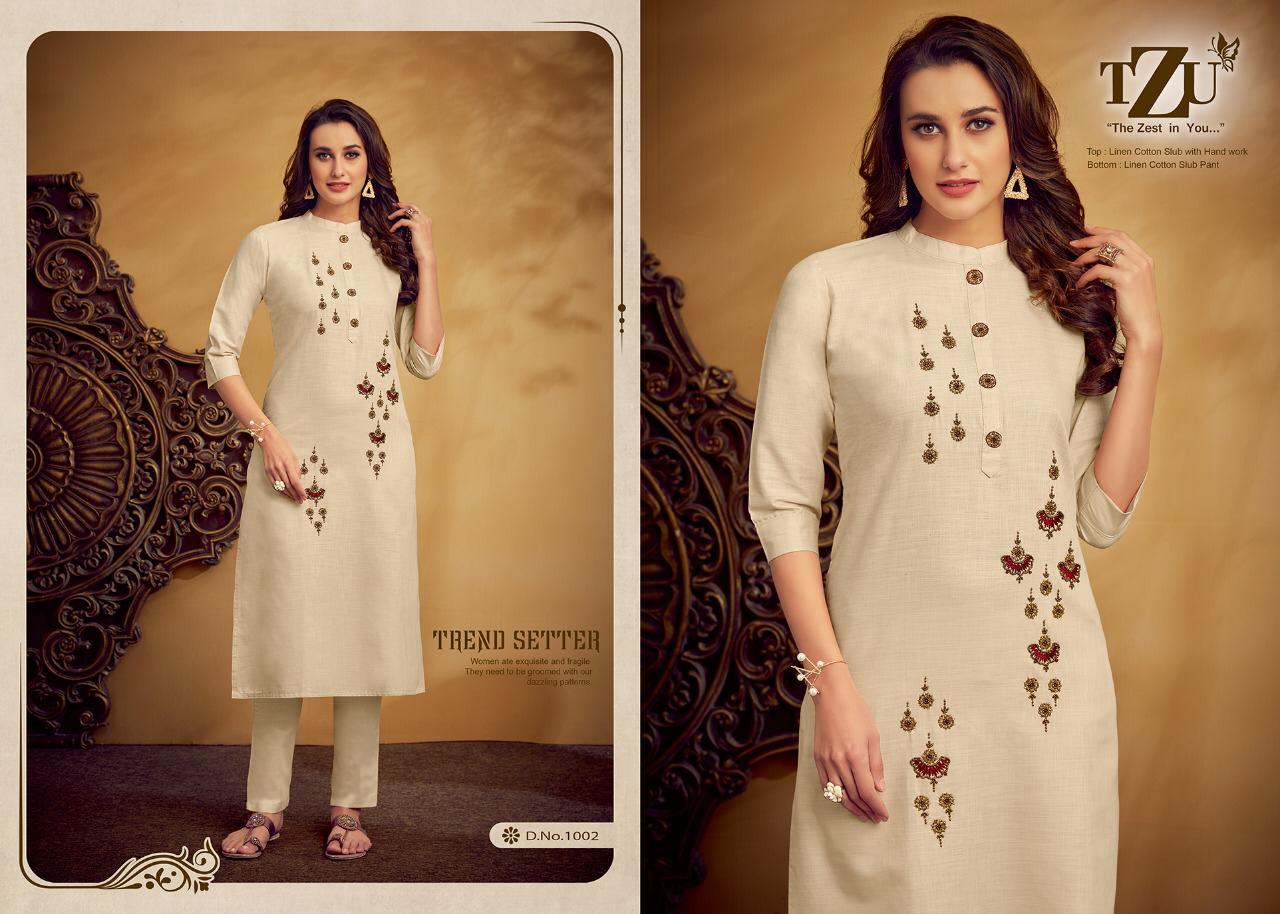 TZU AMAYA Latest Fancy Designer Heavy Festive Wear Hand Work Kurtis With Bottom Collection 