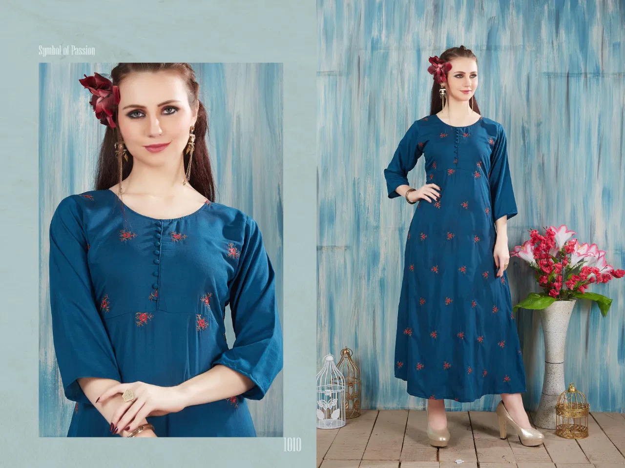 Anika Heavy Premium Muslin Embroidered Designer Kurti Collection at Wholesale Price