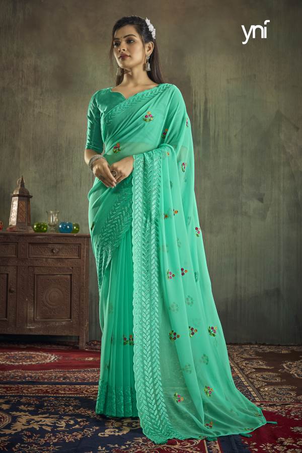 Ynf Nation New Designer Festive Wear Heavy Georgette Latest Saree Collection