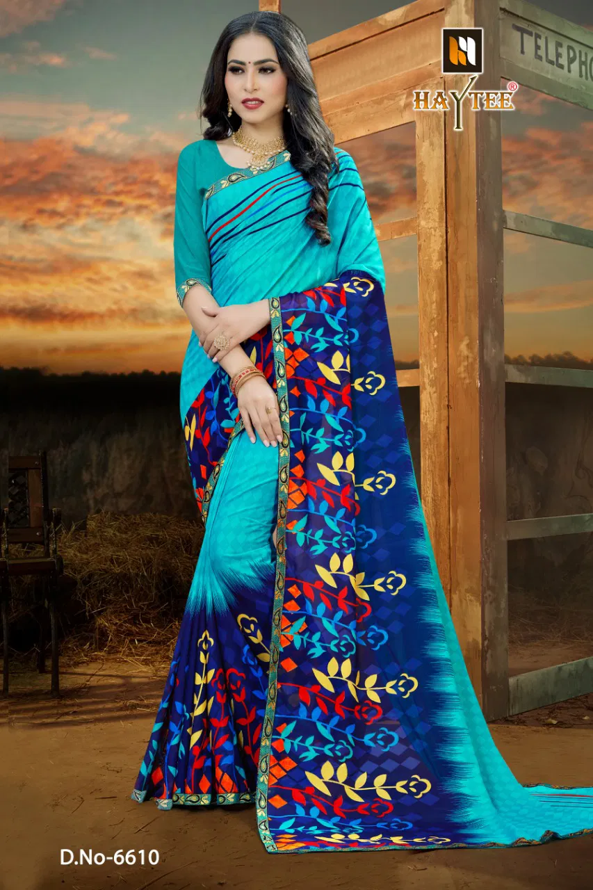 Haytee Fuzzy 20 Latest Rennial Printed With Border daily wear Saree Collection 