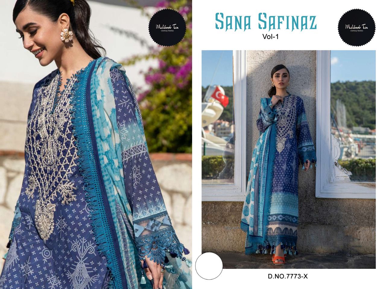 Mehboob Tex Sana Safinaz 1 Festive Wear Heavy Karachi Cotton Dress Material